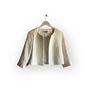 Kay Unger New York White Textured Cropped Jacket‎ Size 6